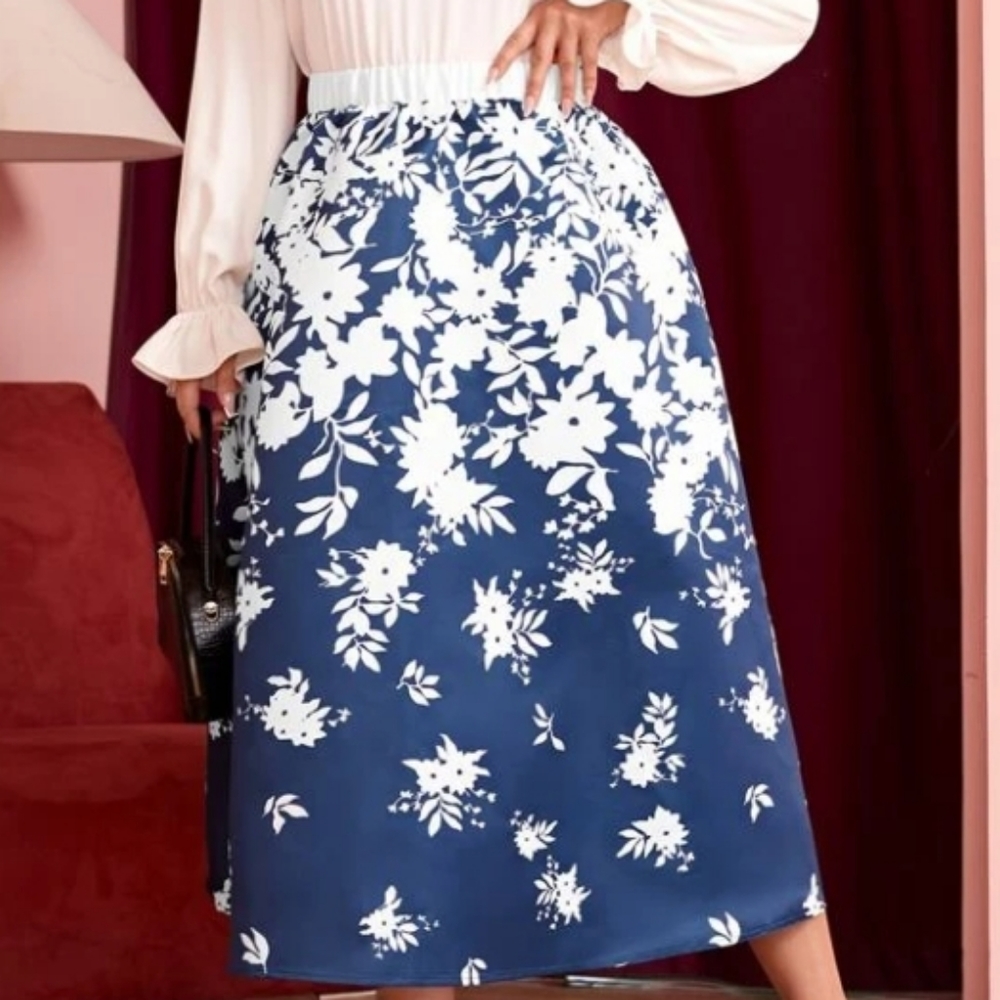 Floral Print, Flaired Skirt